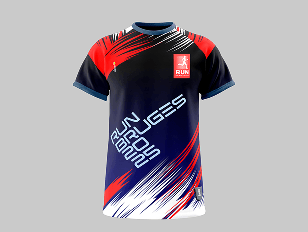 Pink and blue geometric pattern running shirt template